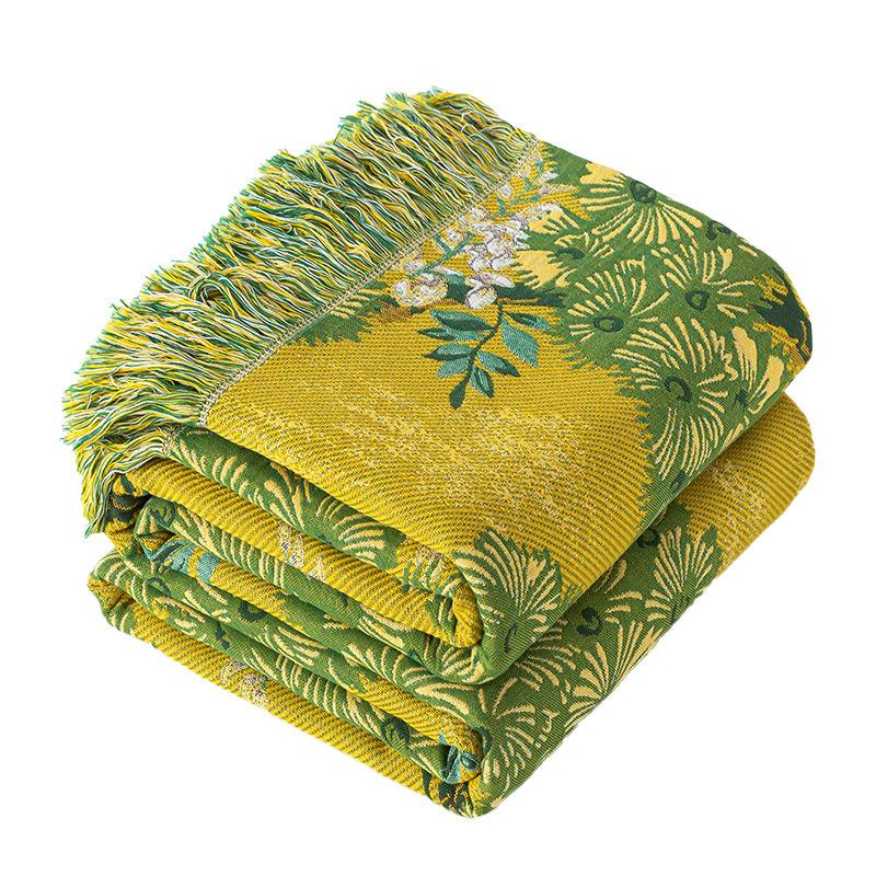 Jungle Pattern Cotton Gauze Double-sided Throw Blanket Towel Quilt Four Seasons Cover Blanket Sofa Towel Adult Lunch Break Nap Blanket