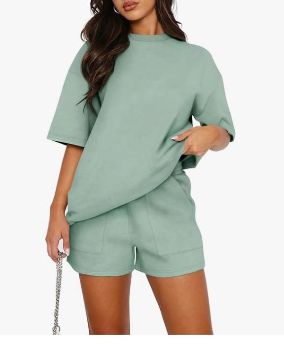 Fashion Summer Solid Casual Suit Elegant Casual O Neck Short Sleeve Short Pants Set Of 2 Pieces Holiday Womens Clothing