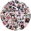 50pcs Black Pink Halloween Graffiti Cartoon Stickers for Guitar, Notebook, Luggage, DIY, Waterproof Decoration.