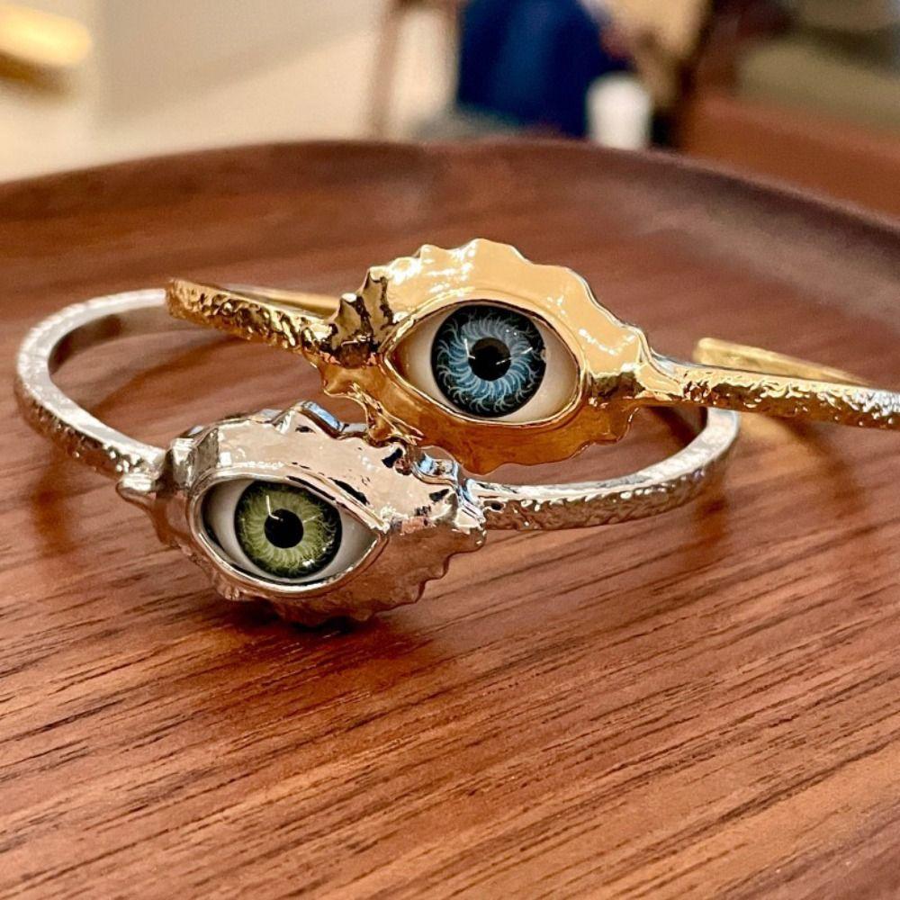 Metal Demon's Eye Bracelets Silver Geometric Cuff Bangles  Jewelry Accessories