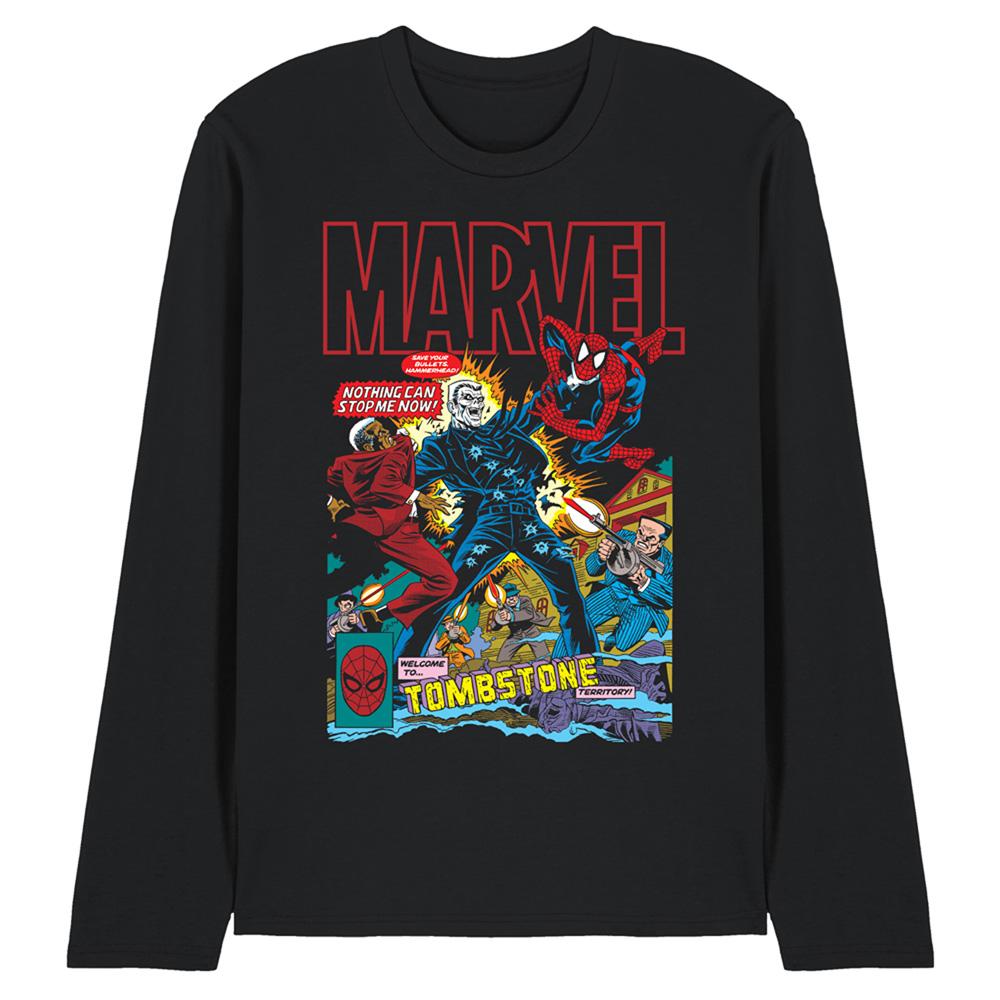 Marvel Unisex Adult Retro Tombstone & Hammerhead Cover Long-Sleeved T-Shirt