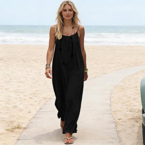 Abito Cami Donna Senza Schiena Estivo Casual Senza Maniche Boho Spiaggia Maxi Abito Spalline Sottili Vacanza Abito Lungo Estivo con Laccio Posteriore