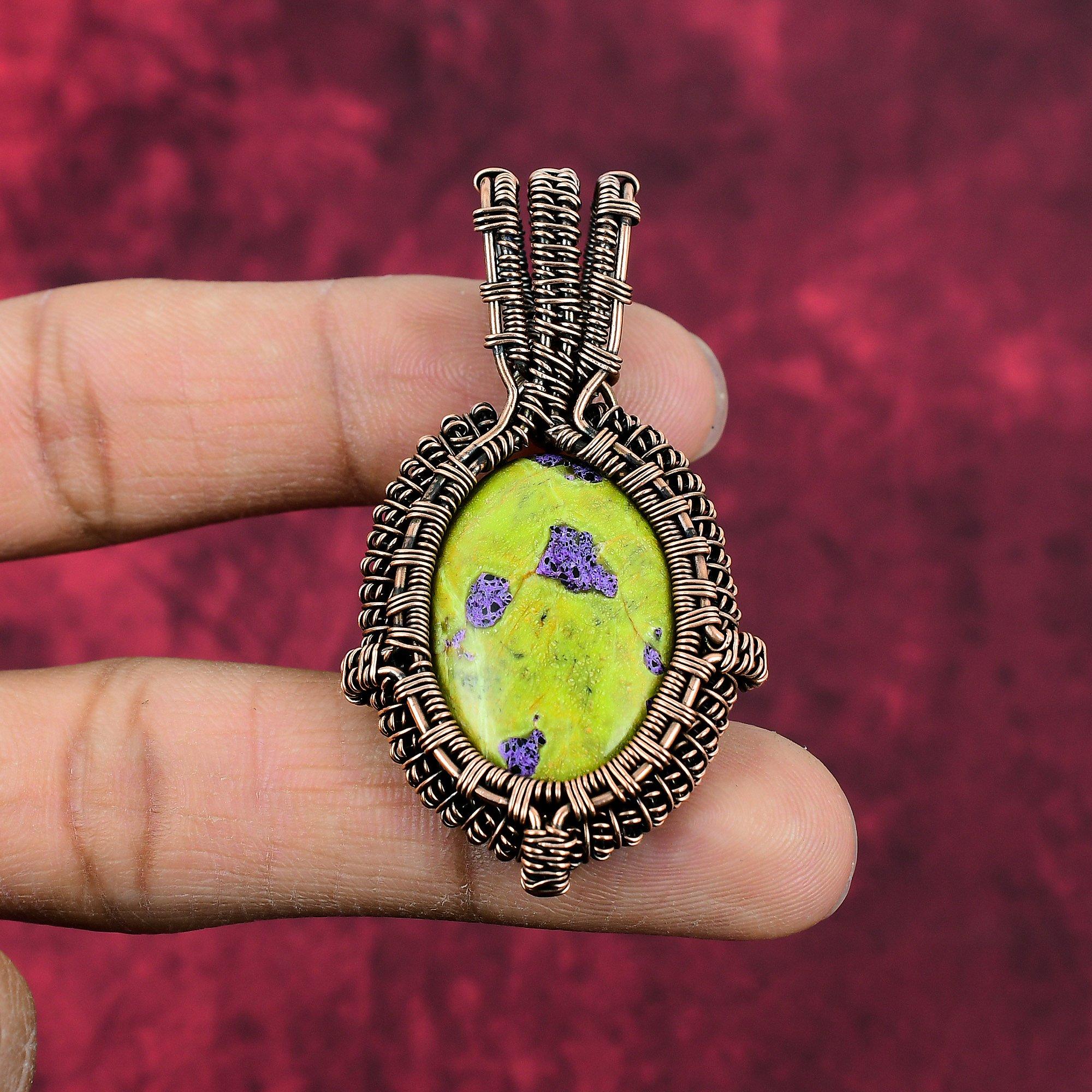 Stichtite Pendant Copper Wire Wrapped Pendant Handmade Pendant Copper Jewelry Gemstone Pendant Gifts For Her Wire Wrapped Stichtite Jewelry