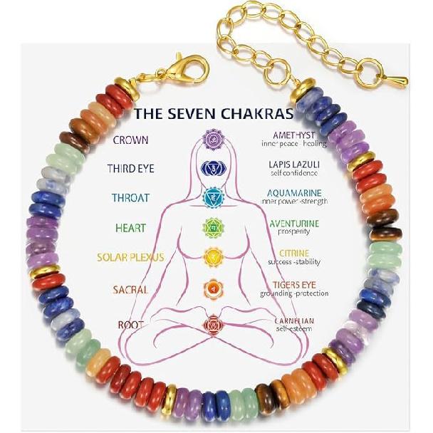 Bohemian Style Colorful Natural Stone Beaded Disc Bracelet For Women