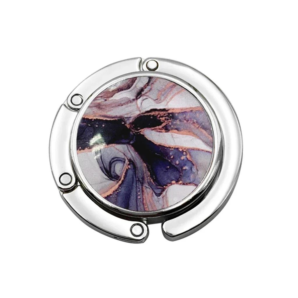 Marble Print Folding Bag Hook Purse Handbag Hanger Women's Bag Storage Holder Portable Table Edge Use Racks Party Festival Gift