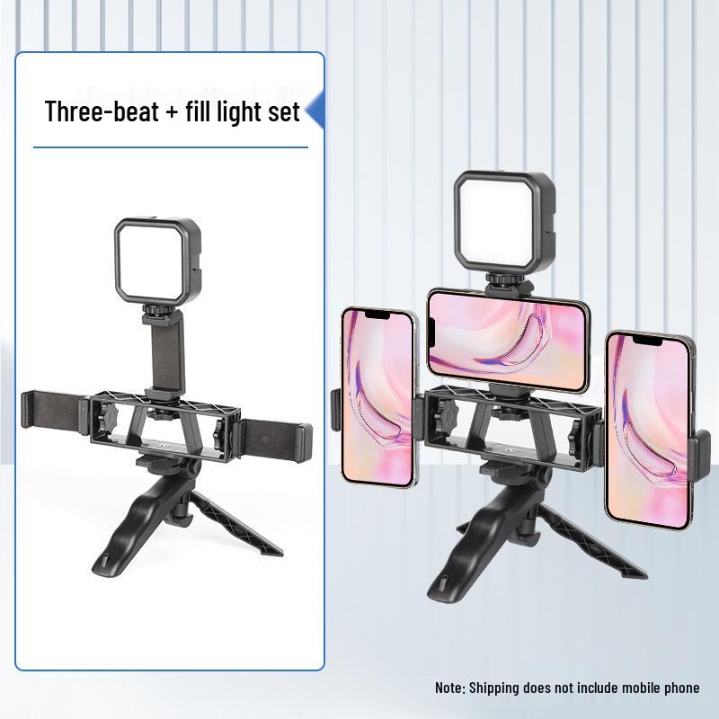 4S Auto Show & Outdoor Photography Tripod: Dual Phone Stand for Live Streaming and Desktop Shooting