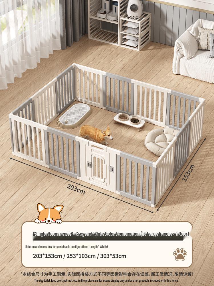 Gray & White Color Block Puppy Playpen for Small to Medium Dogs - Indoor Pet Crate & Isolation Fence
