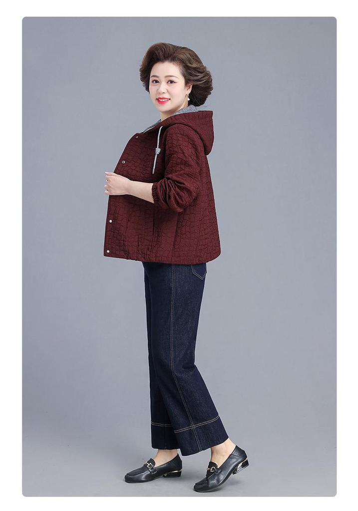 Spring Hooded Jacket & Wide-Leg Pants Set for Stylish Middle-Aged Women