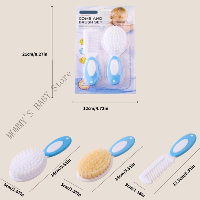 2Pcs Infant Bathing Brush Set Baby Showering Tool Includes Soft Hair Comb & Bath Brush for Sensitive Skin Care