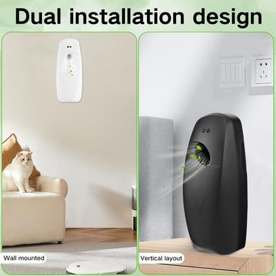 Dispensador de ambientador de pared de 2 piezas, pulverizador automático de perfume líquido de 300 ml con 3 modos ajustables para el hogar