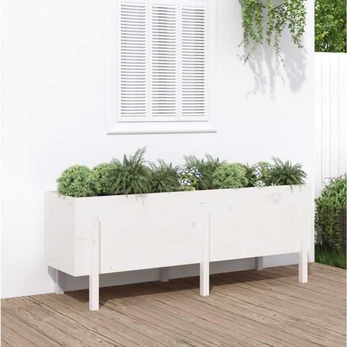 VidaXL Lit surélevé de jardin blanc 160x50x57 cm bois de pin massif 825220