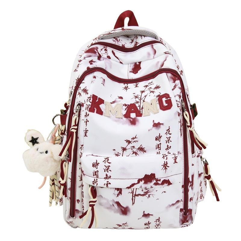 Schoolbag ink painting national style schoolbag female junior high school students high value large capacity high school students backpack male