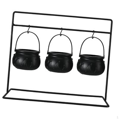 Halloween Candy Bowls Black Witches Serving Witch Cauldrons Flames Pattern Scene Props
