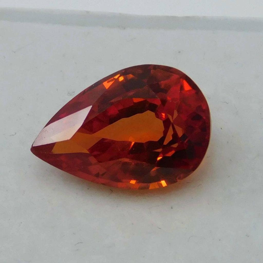 8.20 Ct Natural Ceylon SAPPHIRE Pear Shape Orange Color CERTIFIED Loose Gemstone