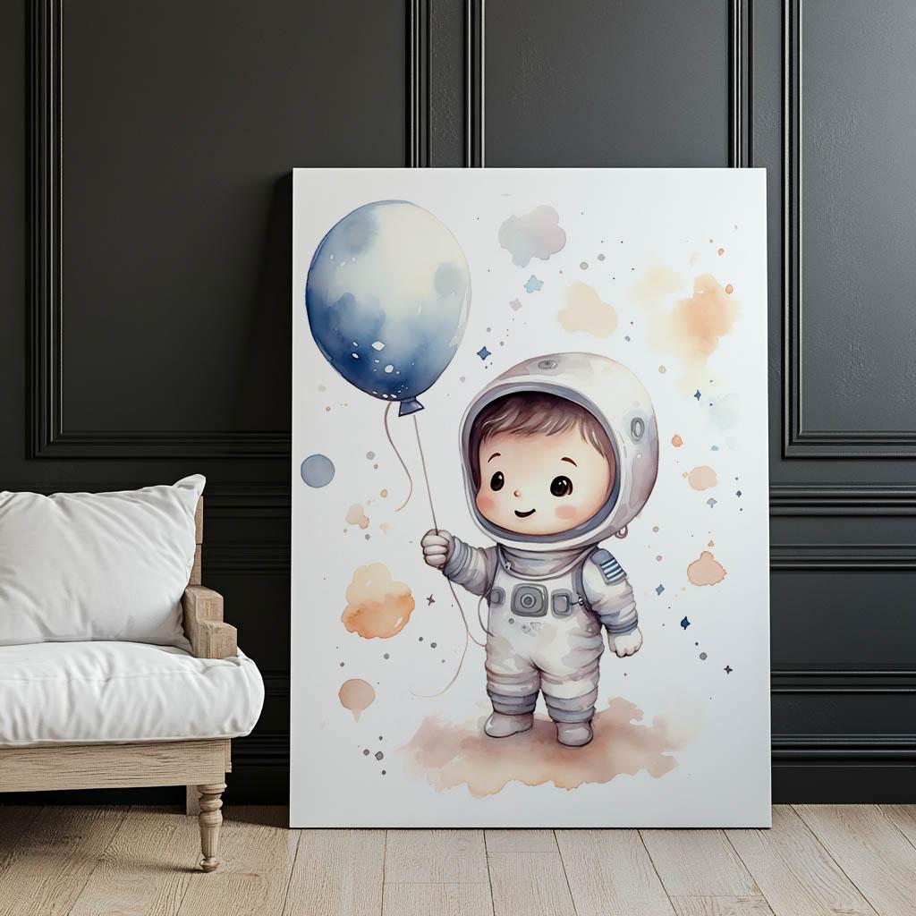 Podróż Przez Gwiazdy Z Balonem W Dłoni Podróż Przez Gwiazdy Z Balonem W Dłoni, 70X100 Cm, Rama Aluminiowa Czarna, Papier Matowy 230 Gsm