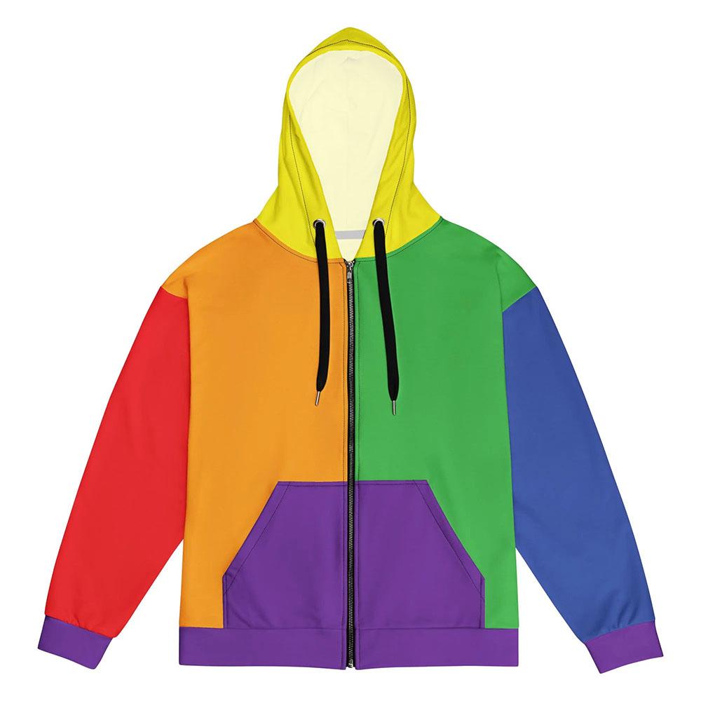 Old School Cool Kidcore Colorblock Unisex Φούτερ με Φερμουάρ Μακρυμάνικο Φαρδύ Φλις με Κουκούλα Φούτερ με Φερμουάρ Casual Πολύχρωμα Ρούχα