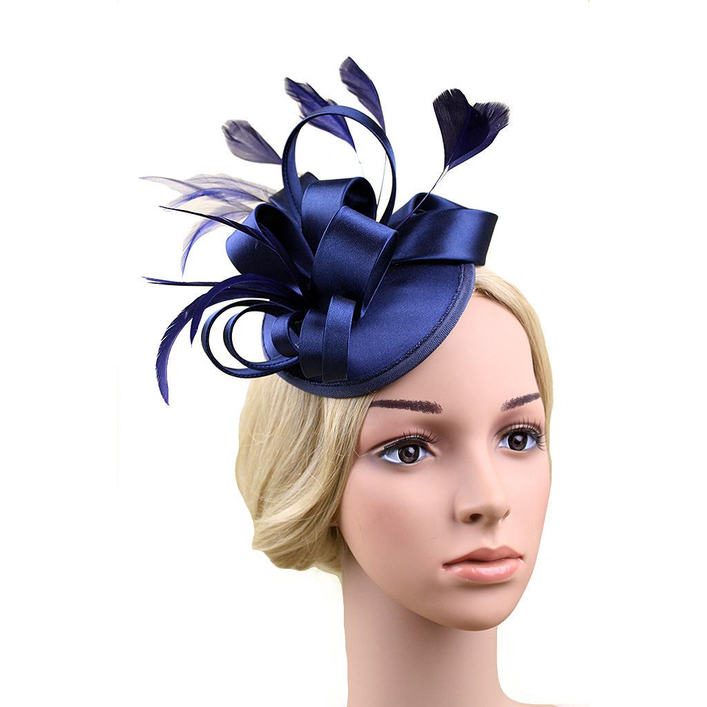 European and American boutique bridal headgear feathers hair accessories mesh head flower stage party hairpin top hat