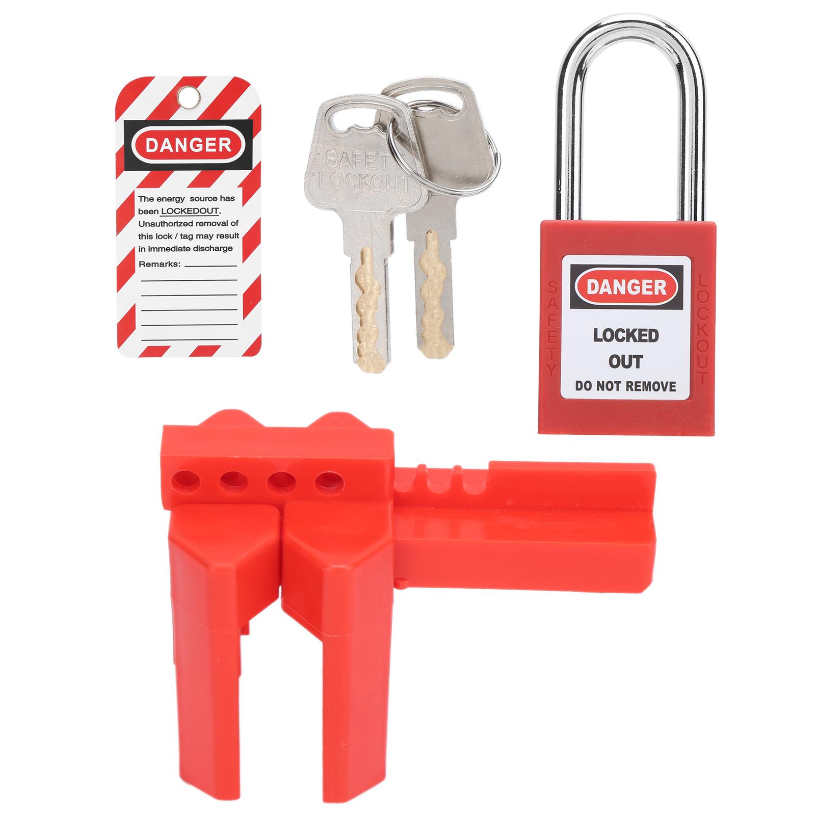 

Lockout Tagout Lock Kit Adjustable Durable with Padlock Warning Label Key for Industrial