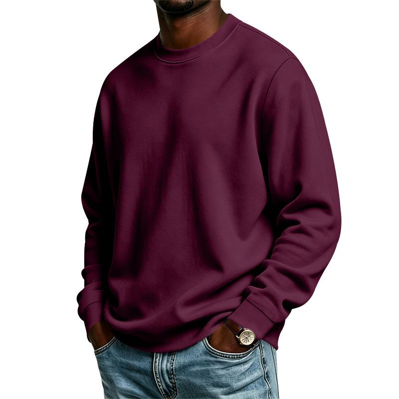 Men S Loose Solid Color Crew Neck Long Sleeve Plus Size Sweatshirt