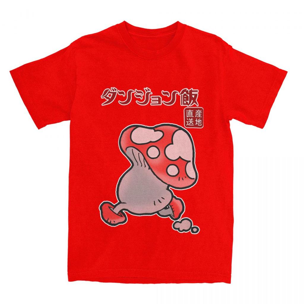 Dungeon Meshi Anime Mushroom T Shirt Men Delicious In Dungeon Humorous Cotton T Shirts Summer O Neck Tee Shirt Oversized Tops