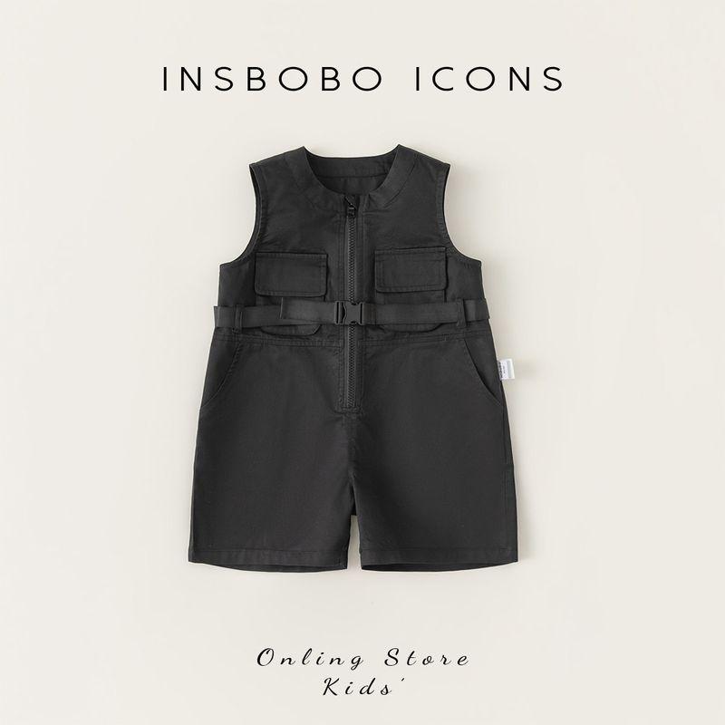 Boy Pants Summer Thin Kids Jumpsuit Summer Baby Boy Summer Clothes 2025 New Arrival Boy Suspenders Handsome Black 80