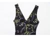 2025 Spring/Summer Women's European & American Style Waist-Hugging Sexy Printed Dress