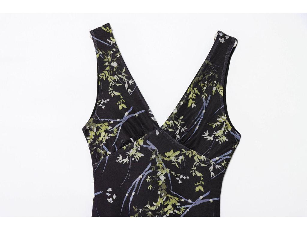 2025 Spring/Summer Women's European & American Style Waist-Hugging Sexy Printed Dress