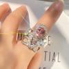 Princess Pink Premium Plated 18K Rose Real Gold Full Diamond Ring Two-Color Treasure Crown Ring Jewelry Women