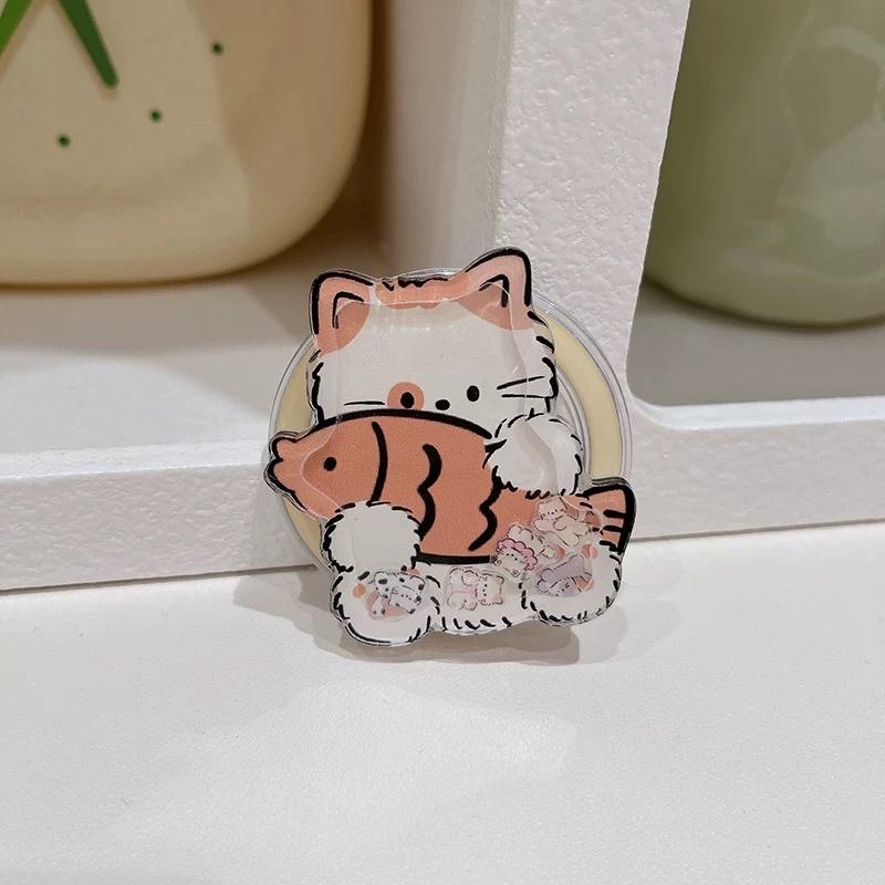 Korean Cute Quicksand Shake Kitten Magnetic Phone Holder  Stand Grip Tok GripTok  Support For iPhone 16 15 For Magsafe Accessori