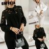 Women's Fashion Casual Solid Color Print Long Sleeve O Neck Blouses & Shirts