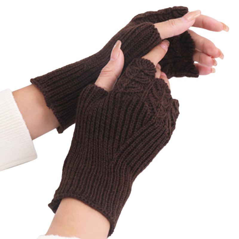 Women Autumn Winter Warm Knitting Gloves New Female Student Fashion Versatile Knitted Half Finger Glove Lady Fingerless Gloves