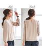 Nissen Long Sleeve Chiffon Blouse with Front Tuck and Sleeves and Sewn with Washable for and Size L Women's 3/4 (Cut Lining), Office, Business,