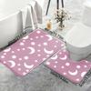 Luminous Star Moon Bath Mat Set, Glow In Dark Non-Slip Water Absorbing Bathroom Rug 2-Pack, Soft Flannel Toilet Floor Mats for Home Decor