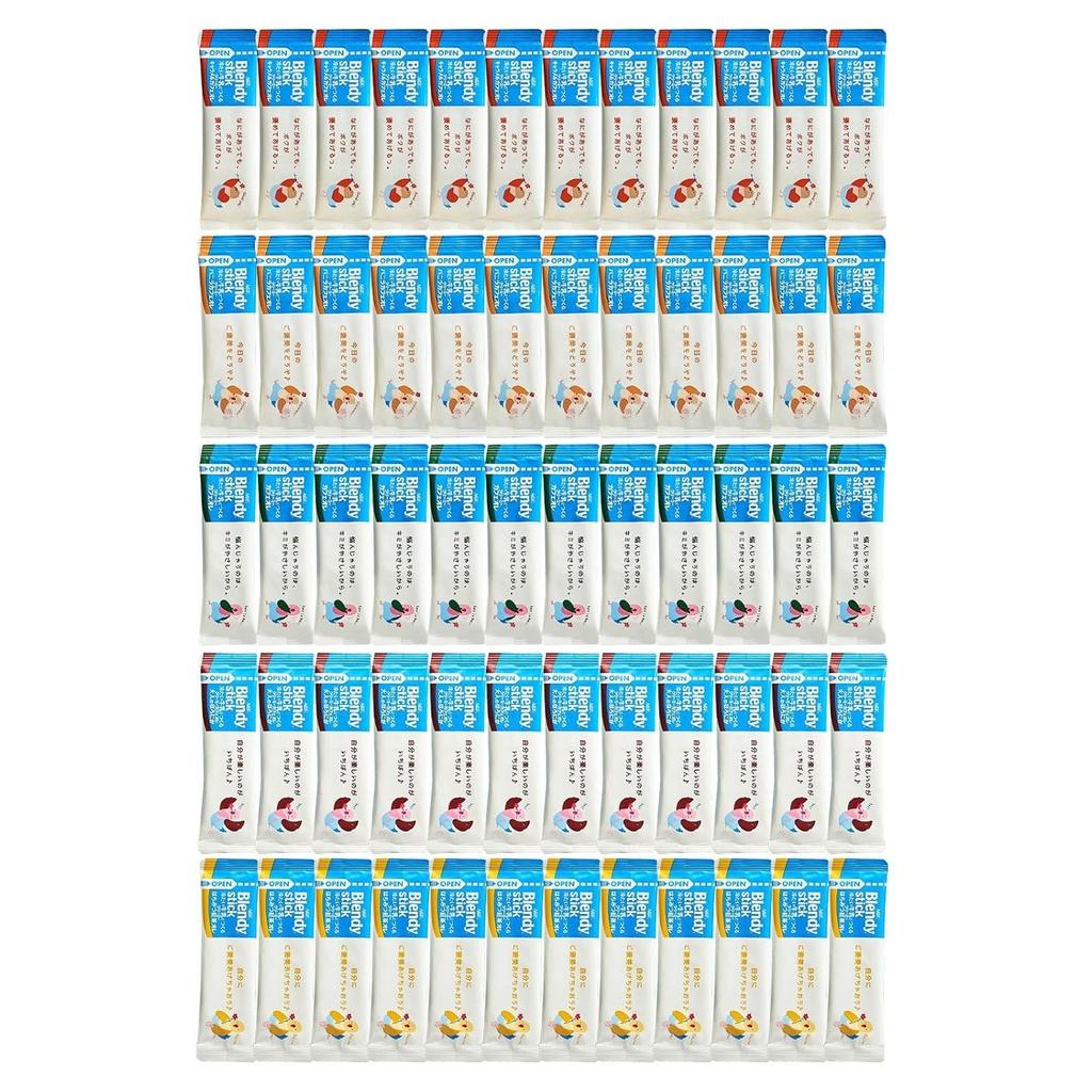 AGF Blendy Stick Κρεμώδες Καφέ Au Lait Φτιαγμένο με Κρύο Γάλα 5 Γεύσεις 12 Στικ (Σύνολο 60 Στικ) Συλλογή