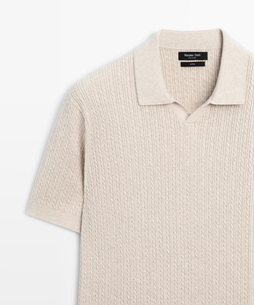 Masimodutti 100% Cotton Cable Knit Polo Sweater