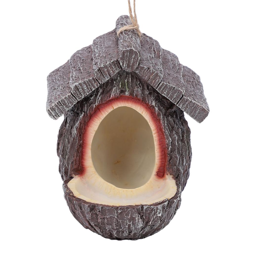 Treehouse Shape Bird Feeder for Outdoors Hanging Resin Rustic Wood Texture Decorative Bird Feeder House for Yard Patio