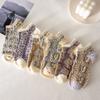 and Cute Floral Embroidered Cold Sizes Z2 Women's Socks, Spring, Autumn, Winter, 6-Pair Set, Cotton, Mid-Weight Socks, Breathable, Warm,