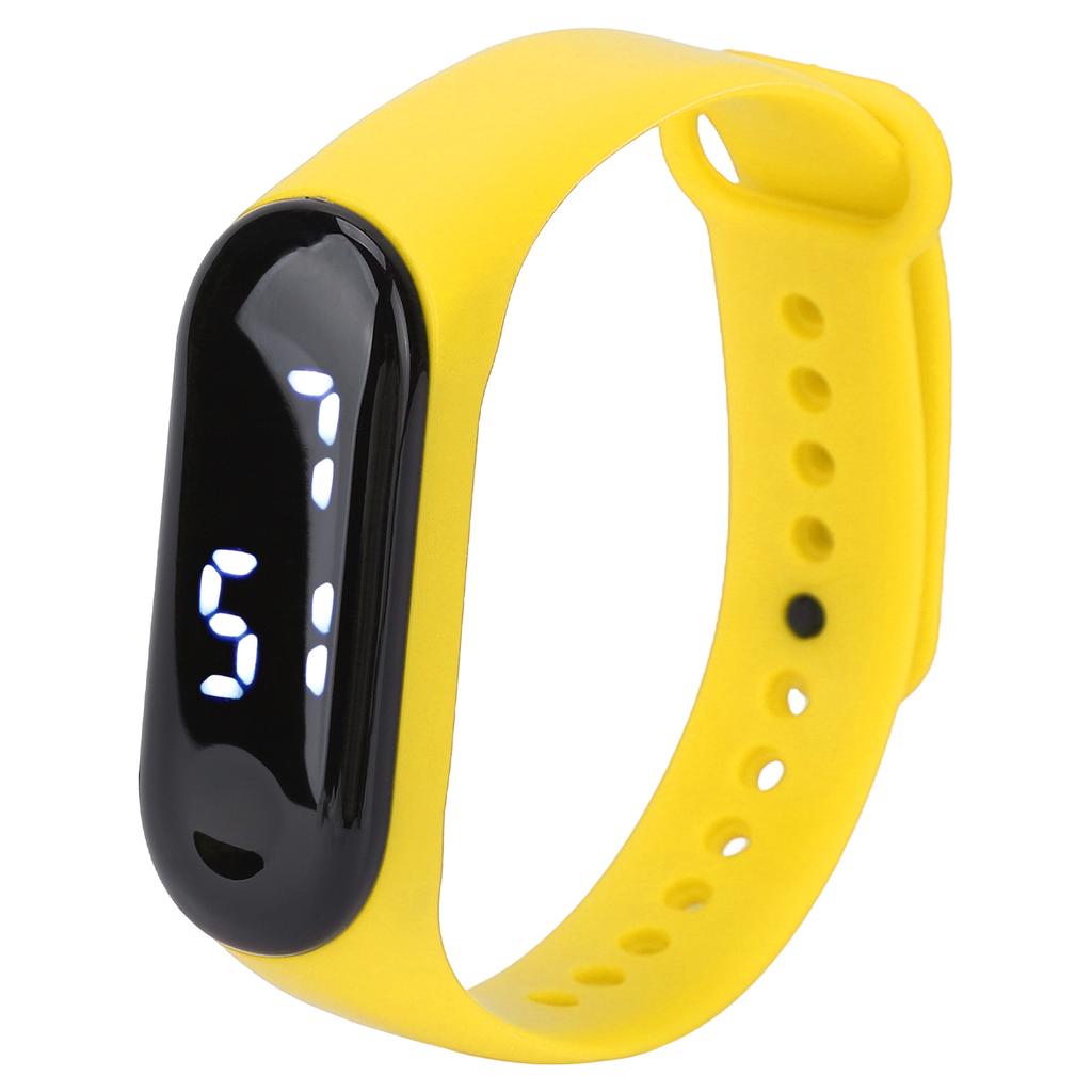 Digital Watch LED White Light Display Plastic Mirror Electronic Movement Silicone Strap Sports