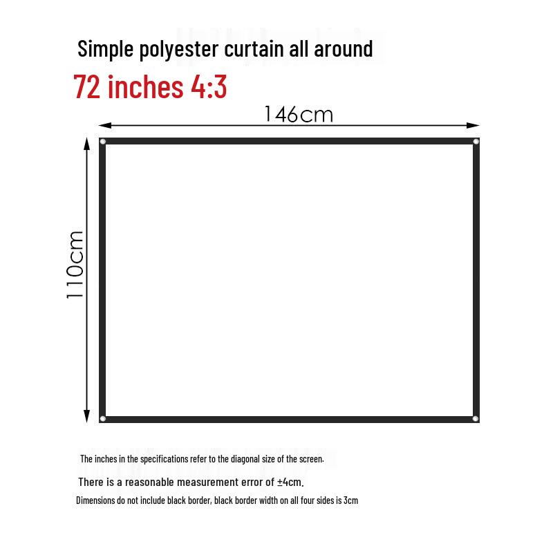 Portable Polyester HD Projection Screen - Foldable, 60 To 150 Inches, for Indoor/Outdoor Use