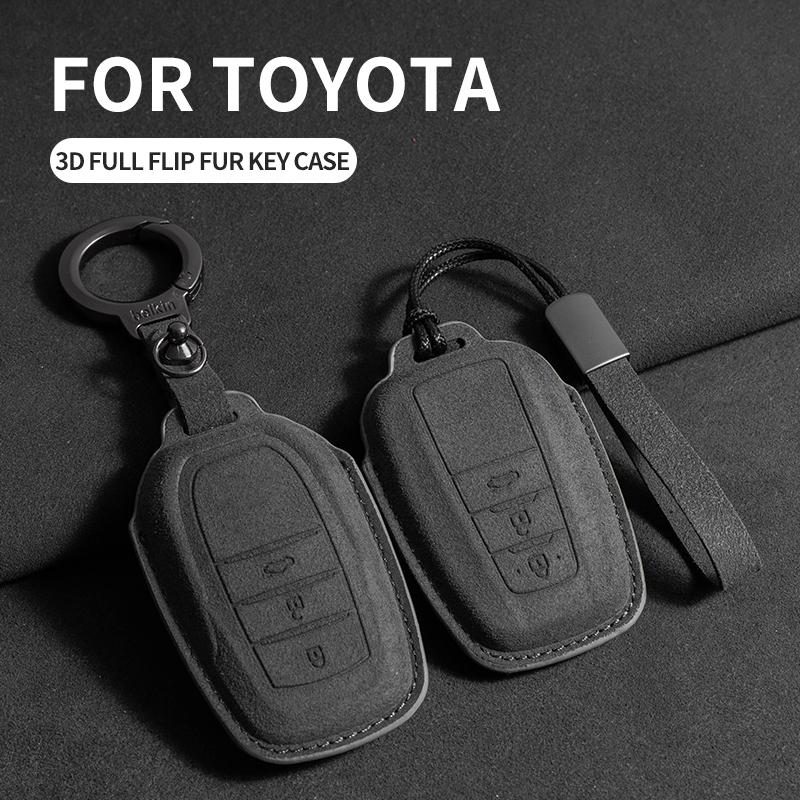 Suede Car Remote Key Case Cover for Toyota RAV4 Crown Hilux Fortuner Camry Land Cruiser Prado Prius Camry CHR C-HR Protector Fob