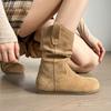 Women Ankle Boots Casual Flats Shoes Suede New 2025 Trend Woman Sneakers Pleated Winter Snow Boots Walking Botas Mujer