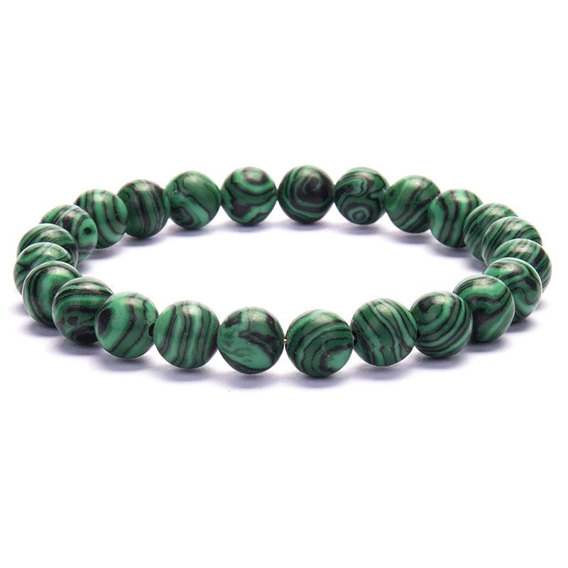 New European & American Style Cross Bracelet, 8MM Natural Stone Beaded Fashion Accessory
