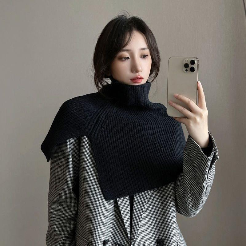 Pullover Scarf Knitted Shawl Winter Scarf False Collar Coat Bib Warm Scarf Turtleneck Slit Jumper Shawl Clothes Accessories