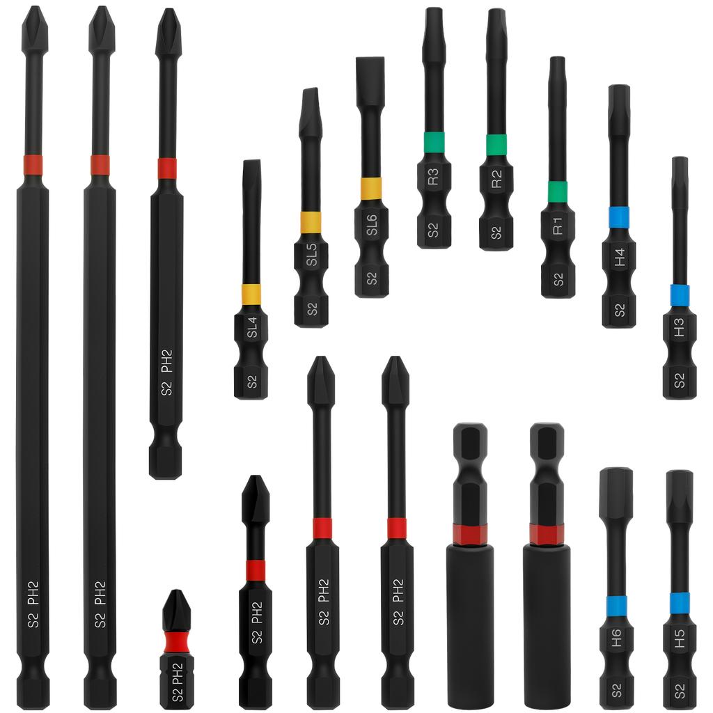 19/38-teiliges Magnetisches Schraubendreher-Bit-Set Legierter Stahl Magnet Schraubenbohrer-Set Schnellwechsel Sechskant-Bohrkopf-Set Leicht zugänglich