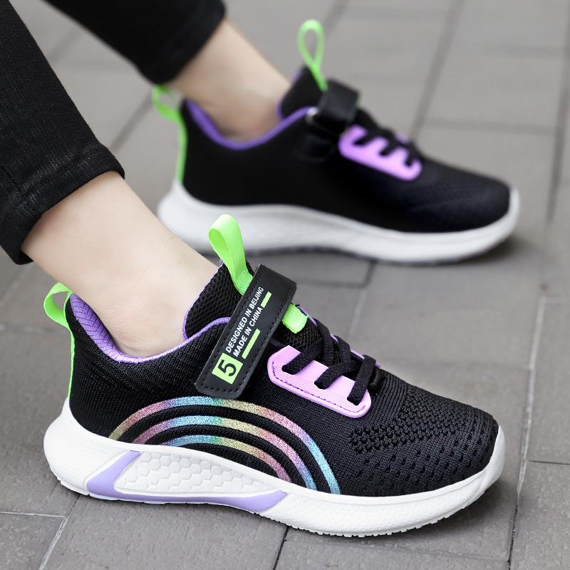 Girls' Breathable Non-slip Mesh Running Shoes for Ages 6-12 - Lightweight Sports Footwear for Spring & Autumn