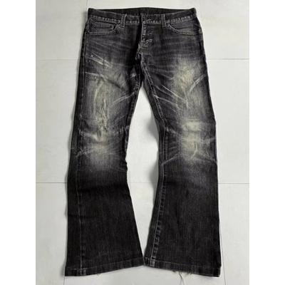 Deeptown Vintage Y2k Bootcut Jeans Man Distressed Flared Jeans Retro Grunge Streetwear Boyfriend Style Washed Denim Pants