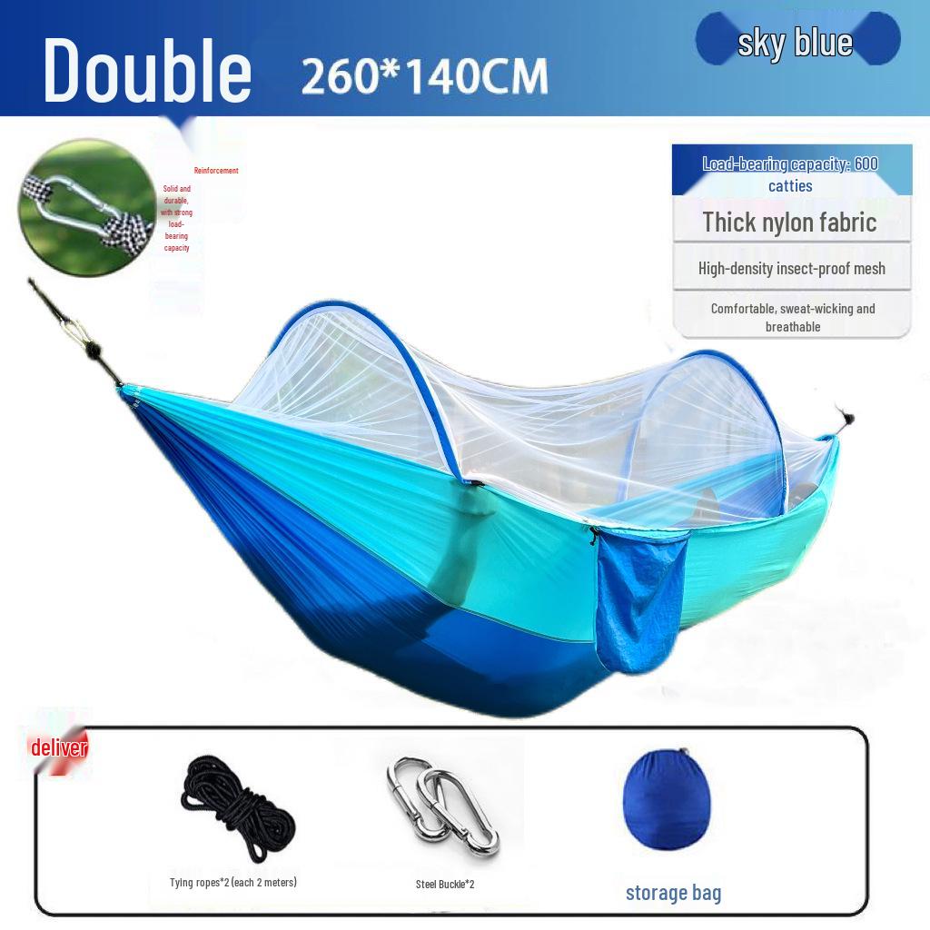 Quick Open Portable Outdoor Hammock with Mosquito Net - Anti-Rollover Design for Adults and Children, Thickened for Camping