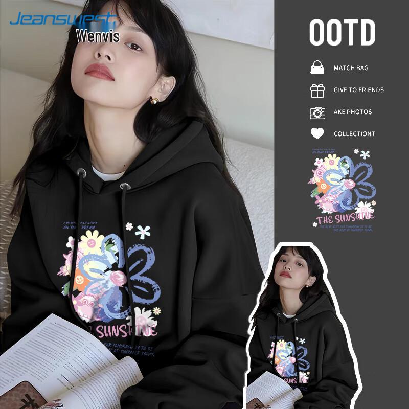 

JEANSWEST Women s Graffiti Print Hooded Sweatshirt 3XL