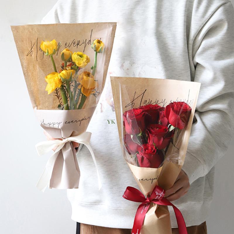 Bolsa de Papel de Cuero Impermeable para Embalaje Floral, Arte Floral, Embalaje de Flores Frescas, Bolsas Múltiples, Envoltura de Regalo Universal, Joyería