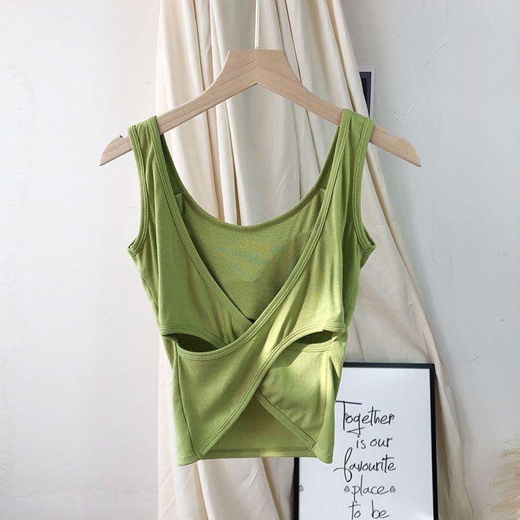 

Широкий нагрудный ремень с перекрестными ремнями, спортивный внутренний ремень, популярный в Интернете популярный стиль, красивый жилет на спине, внешний жилет One Size зелёный